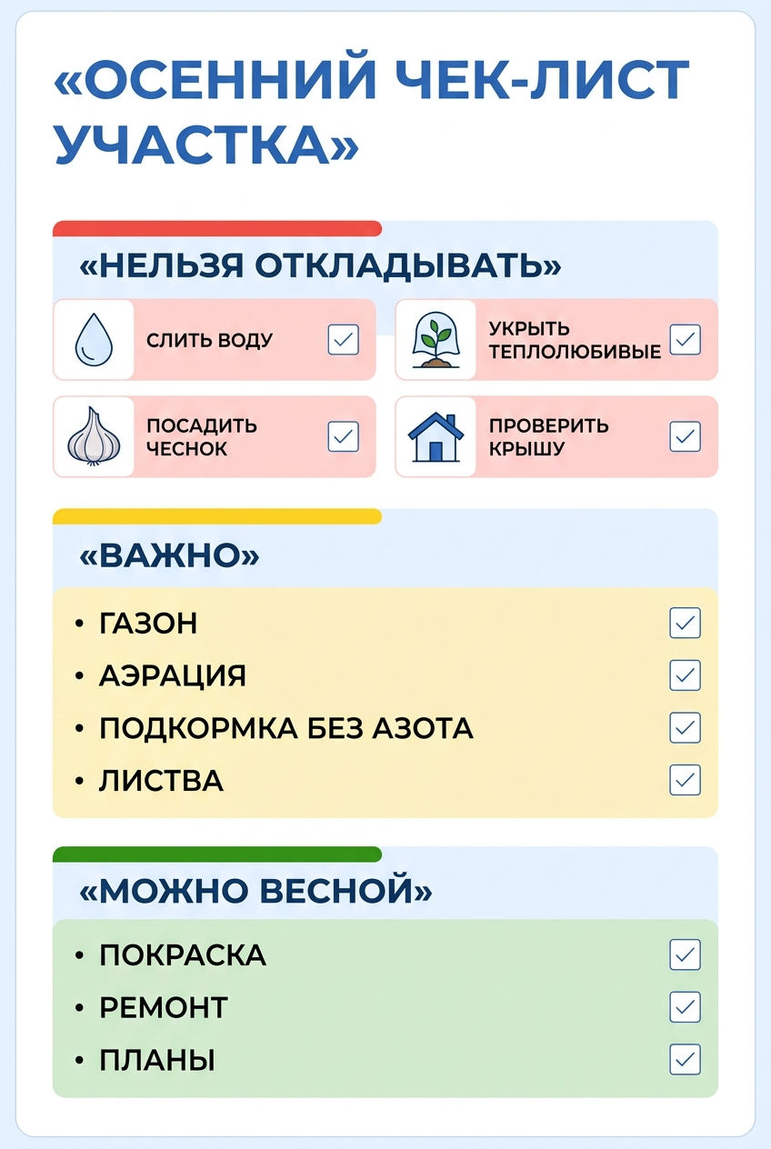 Осенний чек-лист участка: схема с приоритетами