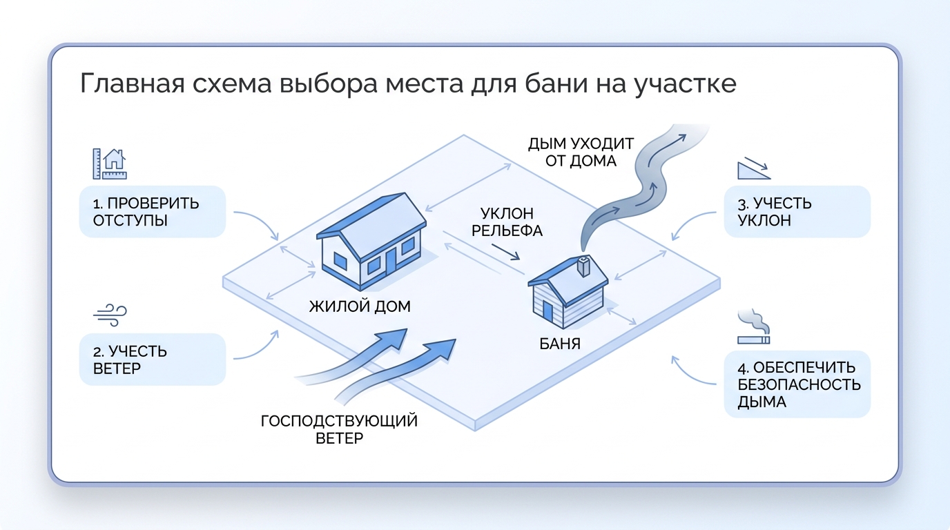 Как расположить баню