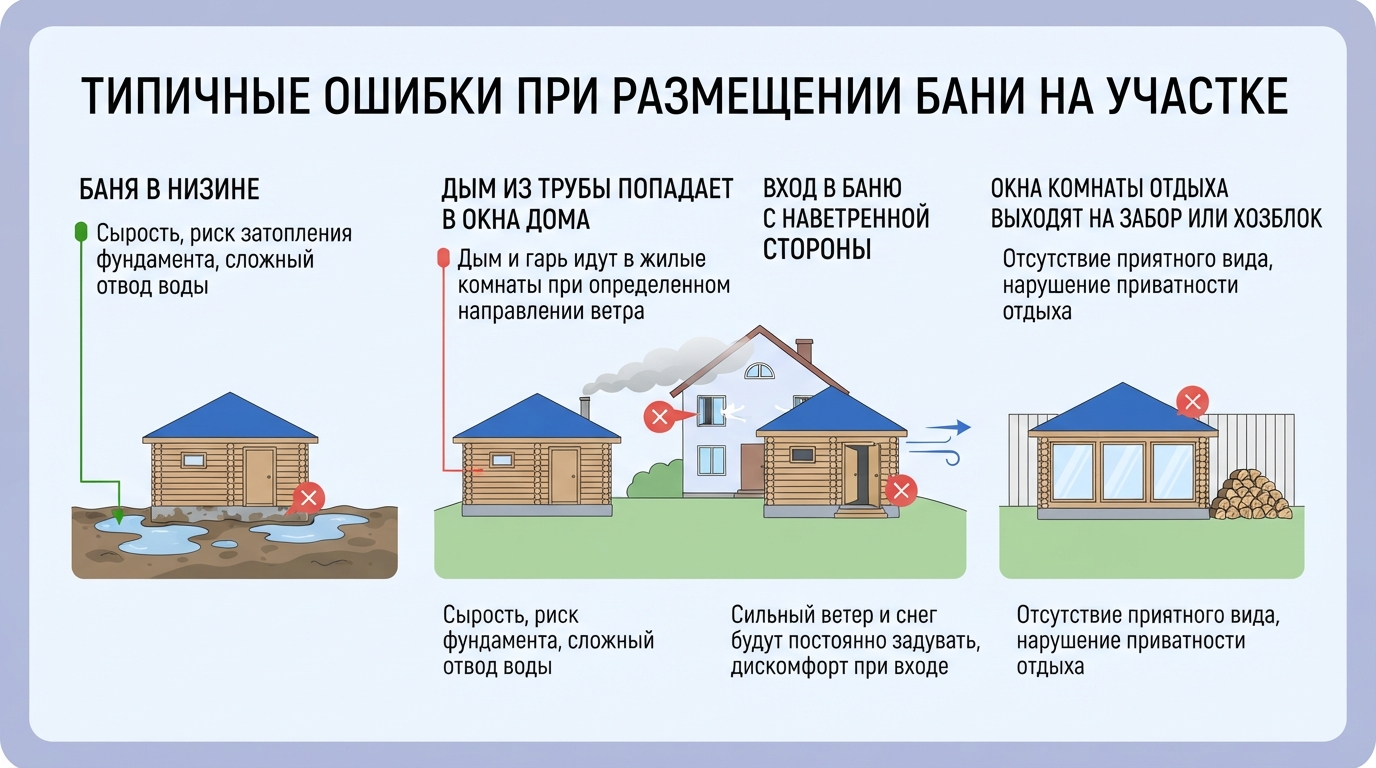 Типовые ошибки при размещении бани