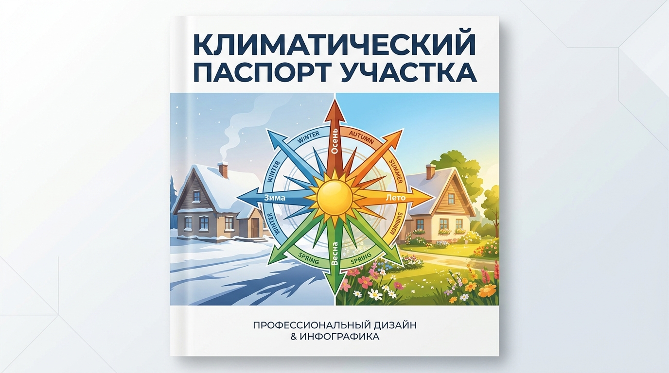 Сплит-композиция: зимний и летний дом, роза ветров по центру