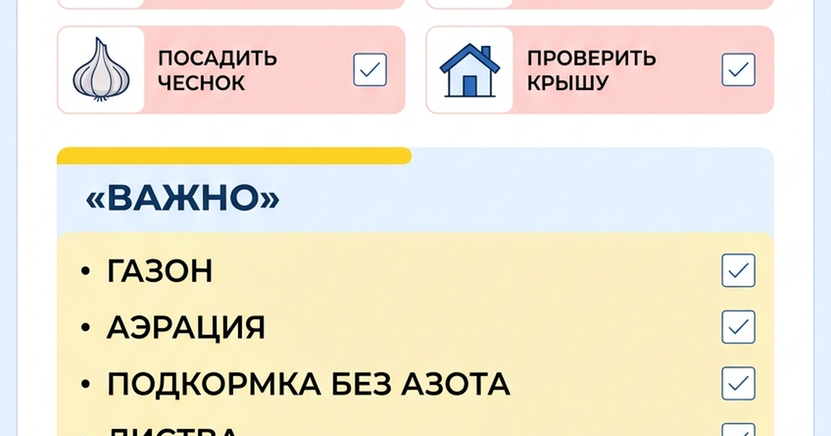 Осенний чек-лист участка с приоритетами: красное, жёлтое, зелёное
